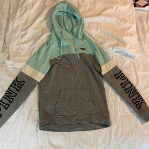 Victoria Secret PINK sweatshirt (grey and aqua) Size Small